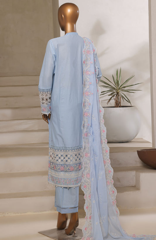 Sadabahar Embroidered Lawn Stitched 3 Piece Suit - D-04 - SBD25LESCV6 - Blue - Summer Collection
