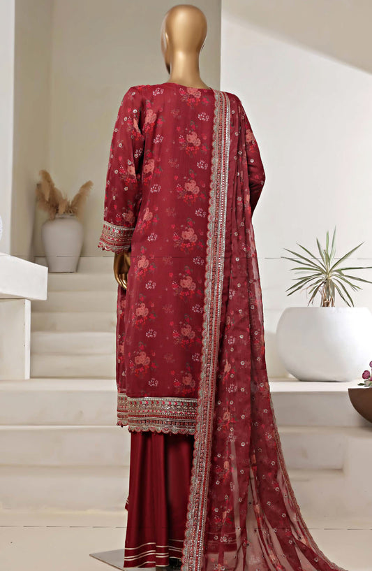 Cira by Sadabahar Embroidered Chiffon Stitched 3 Piece Suit - D-02 - SBD25CLCL - Red - Festive Collection