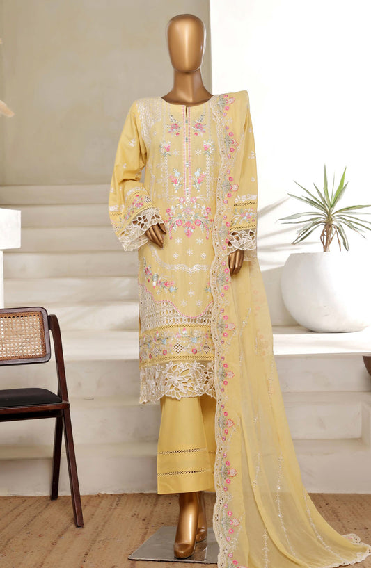 Sadabahar Embroidered Lawn Stitched 3 Piece Suit - D-08 - SBD25LESV5 - Yellow - Spring Collection