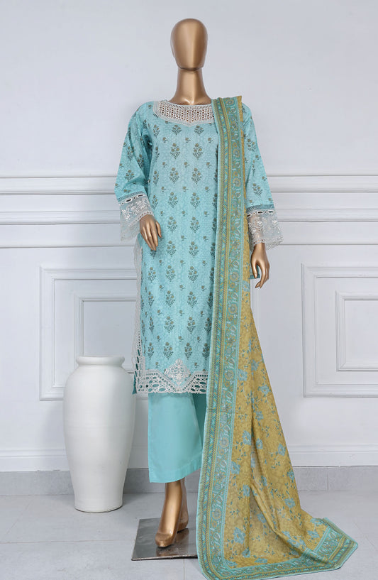 Sadabahar Embroidered Lawn Stitched 3 Piece Suit - D-08 - SBD25CWV1 - Blue - Summer Collection