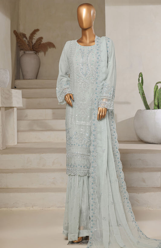 Afsanay by Sadabahar Embroidered Chiffon Stitched 3 Piece Suit - CR-29 - SBD25AFLCV13 - Blue - Luxury Collection