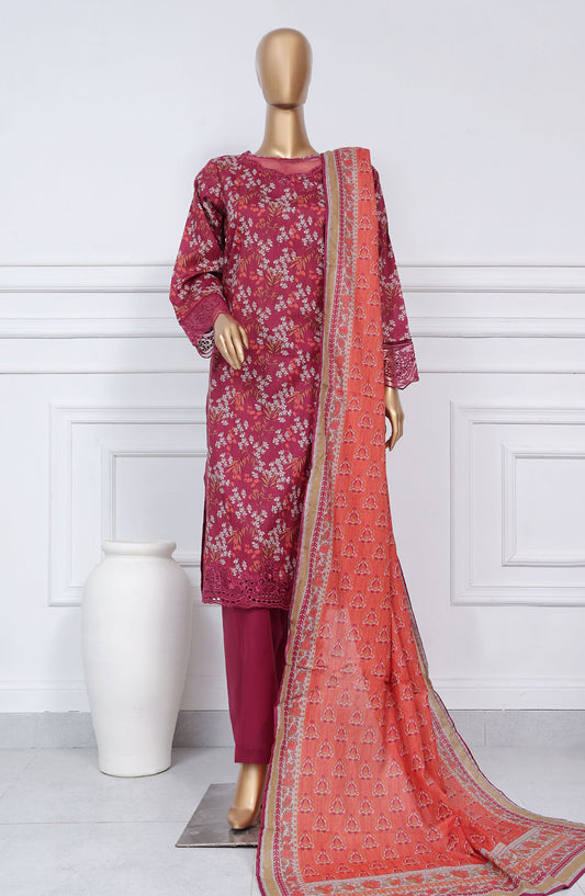 Sadabahar Embroidered Lawn Stitched 3 Piece Suit - D-05 - SBD25CWV1 - Magenta - Summer Collection