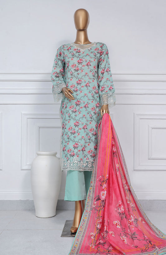 Sadabahar Embroidered Lawn Stitched 3 Piece Suit - D-04 - SBD25CWV1 - Blue - Summer Collection
