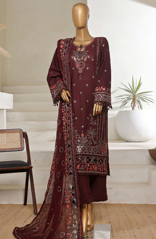 Sadabahar Embroidered Lawn Stitched 3 Piece Suit - D-02 - SBD25LESV5 - Brown - Spring Collection