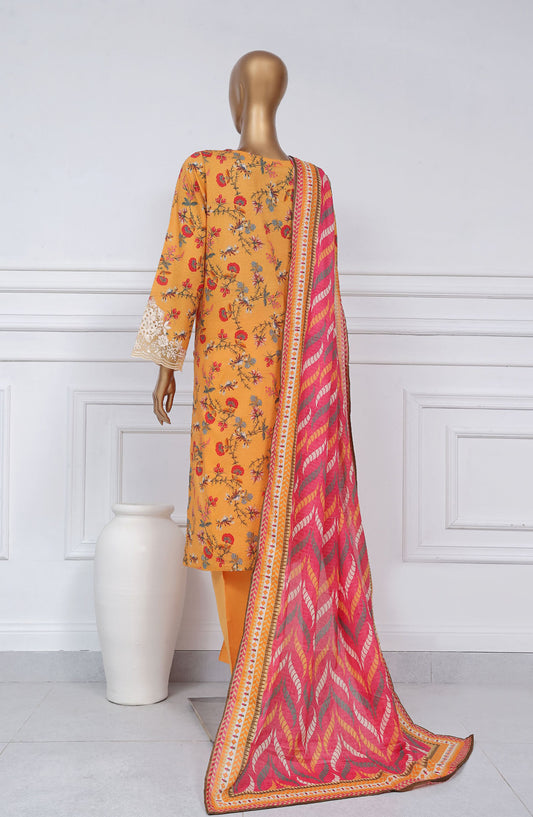 Sadabahar Embroidered Lawn Stitched 3 Piece Suit - D-03 - SBD25CWV1 - Mustard - Summer Collection