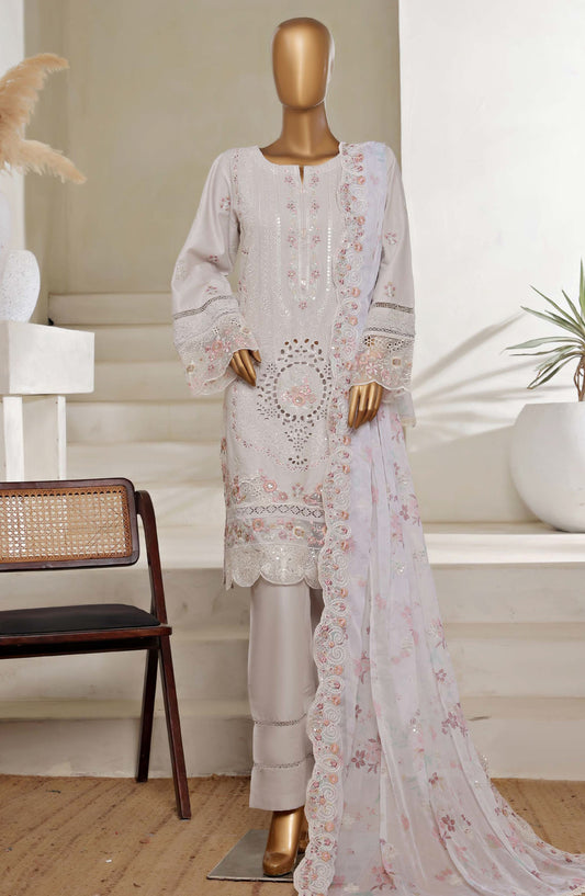 Sadabahar Embroidered Lawn Stitched 3 Piece Suit - D-01 - SBD25LESV5 - White - Spring Collection