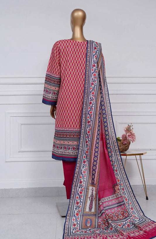 Sadabahar Printed Lawn Stitched 3 Piece Suit - D-23 - SBD25PLV2 - Pink - Summer Collection