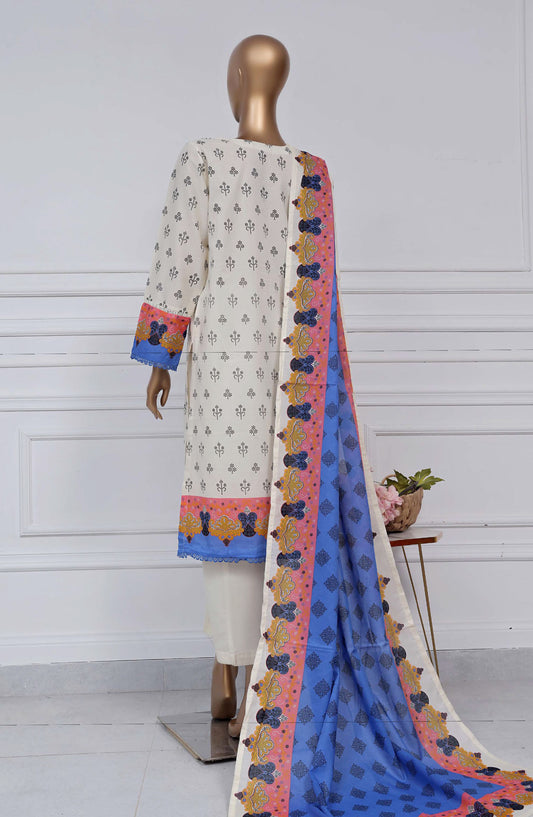 Sadabahar Printed Lawn Stitched 3 Piece Suit - D-20 - SBD25PLV2 - White - Summer Collection