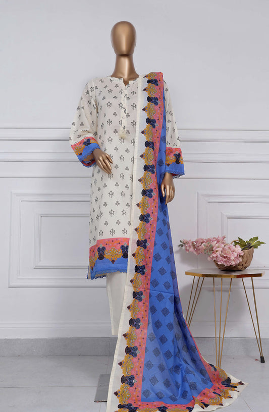 Sadabahar Printed Lawn Stitched 3 Piece Suit - D-20 - SBD25PLV2 - White - Summer Collection