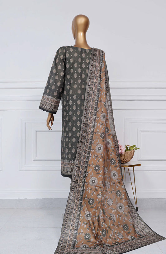Sadabahar Printed Lawn Stitched 3 Piece Suit - D-17 - SBD25PLV2 - Grey - Summer Collection