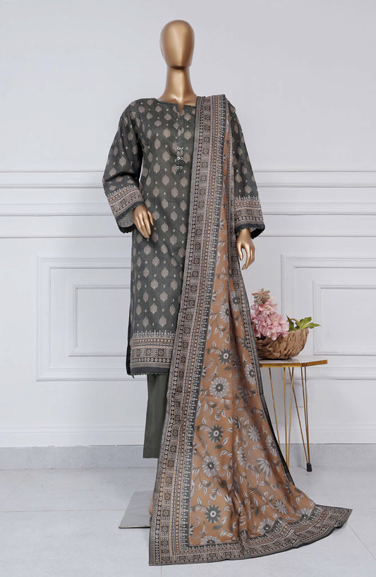 Sadabahar Printed Lawn Stitched 3 Piece Suit - D-17 - SBD25PLV2 - Grey - Summer Collection