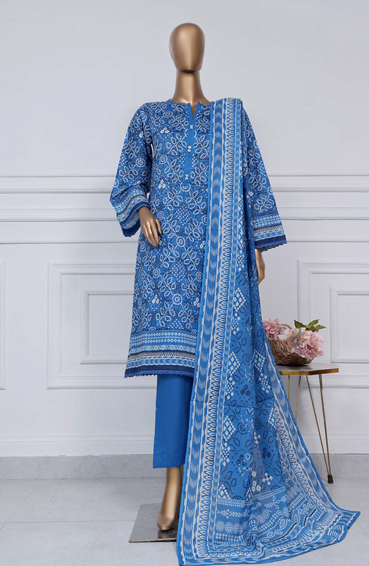 Sadabahar Printed Lawn Stitched 3 Piece Suit - D-16 - SBD25PLV2 - Blue - Summer Collection
