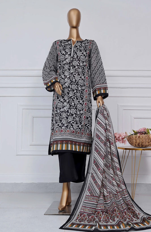 Sadabahar Printed Lawn Stitched 3 Piece Suit - D-15 - SBD25PLV2 - Black - Summer Collection