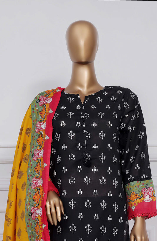 Sadabahar Printed Lawn Stitched 3 Piece Suit - D-13 - SBD25PLV2 - Black - Summer Collection