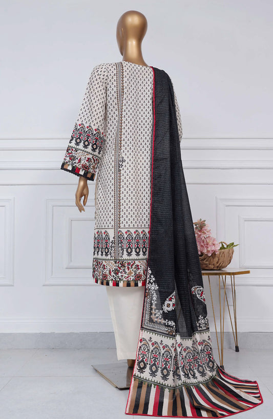 Sadabahar Printed Lawn Stitched 3 Piece Suit - D-09 - SBD25PLV2 - White - Summer Collection
