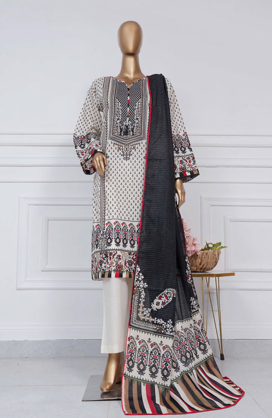 Sadabahar Printed Lawn Stitched 3 Piece Suit - D-09 - SBD25PLV2 - White - Summer Collection