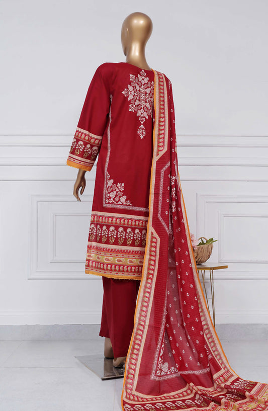 Sadabahar Printed Lawn Stitched 3 Piece Suit - D-08 - SBD25PLV2 - Red - Summer Collection