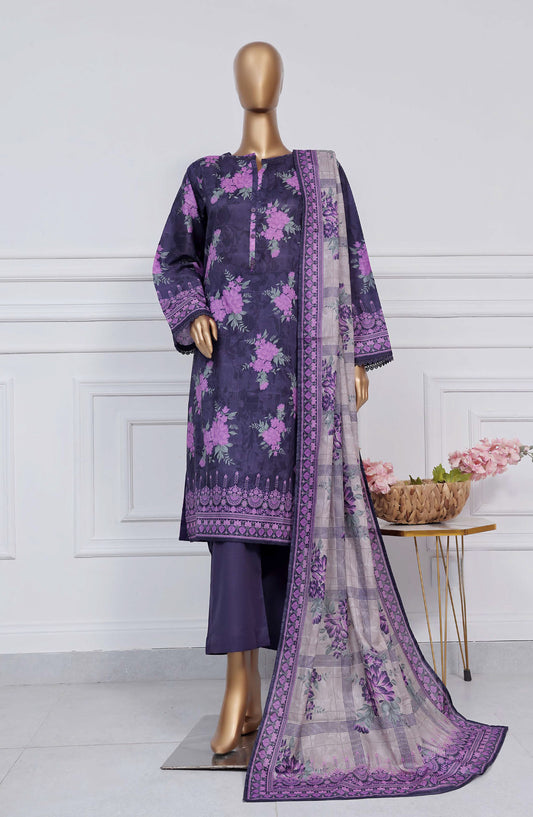Sadabahar Printed Lawn Stitched 3 Piece Suit - D-07 - SBD25PLV2 - Purple - Summer Collection