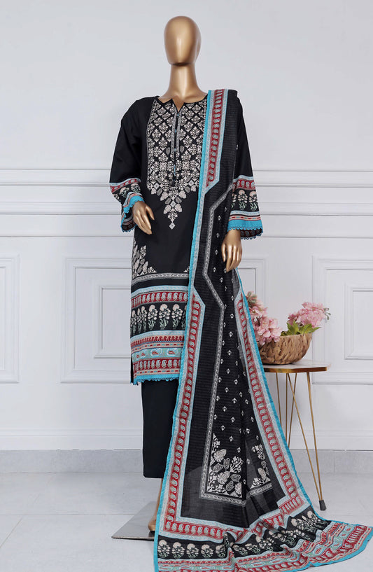 Sadabahar Printed Lawn Stitched 3 Piece Suit - D-06 - SBD25PLV2 - Black - Summer Collection