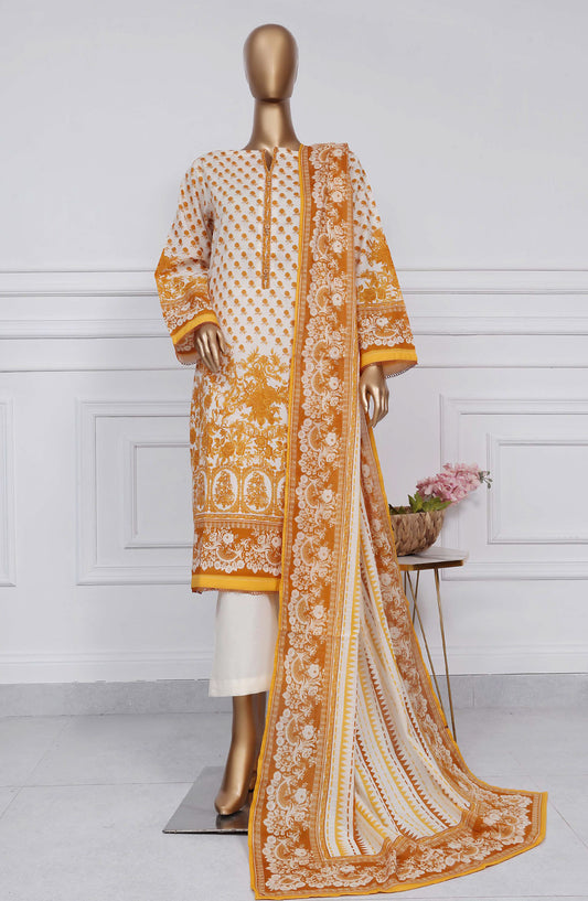 Sadabahar Printed Lawn Stitched 3 Piece Suit - D-05 - SBD25PLV2 - Yellow - Summer Collection