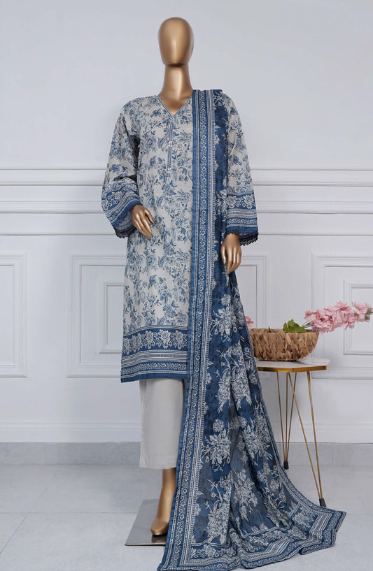 Sadabahar Printed Lawn Stitched 3 Piece Suit - D-04 - SBD25PLV2 - Blue - Summer Collection