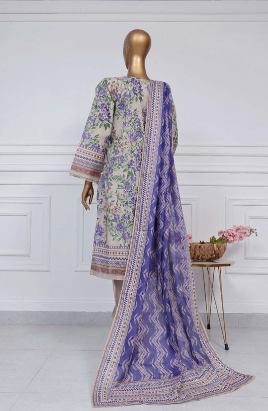 Sadabahar Printed Lawn Stitched 3 Piece Suit - D-01 - SBD25PLV2 - Grey - Summer Collection
