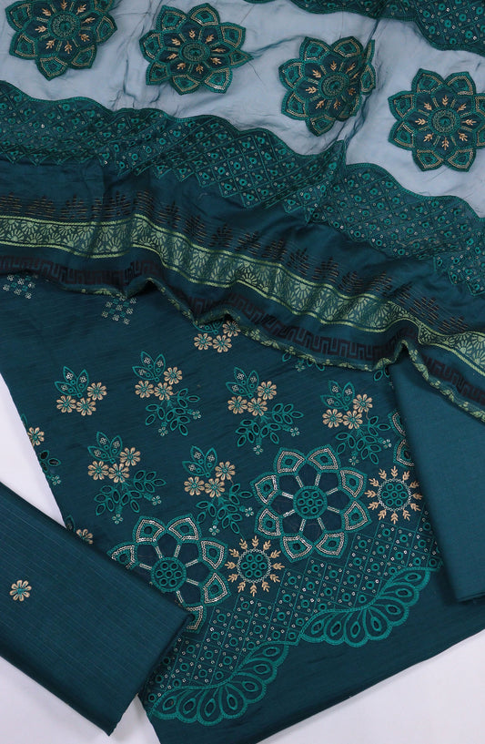 Rajpari by Amna Khadija Embroidered Lawn Unstitched 3 Piece Suit - Design-06 - AM25RPUFL - Blue - Summer Collection