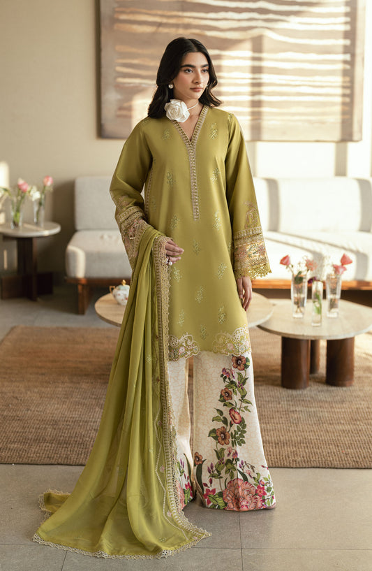 Yaarian by Sahane Embroidered Lawn Unstitched 3 Piece Suit - D-02 Nieve - SAH25YL - Green - Summer Collection
