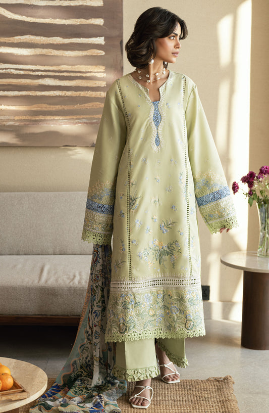 Yaarian by Sahane Embroidered Lawn Unstitched 3 Piece Suit - D-09 Mirea - SAH25YL - Green - Summer Collection