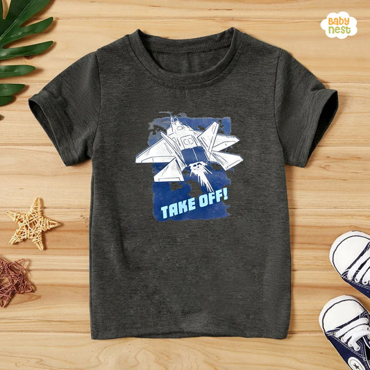 Space Explorer Half Sleeves T-shirt For Kids - Dark Grey - SBT-321-D5