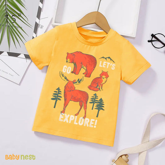 Lets Explore Half Sleeves T-shirt For Kids - Yellow - SBT-326