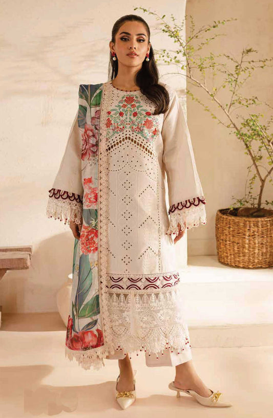 Parishay Embroidered Lawn Unstitched 3 Piece - SG-06 - P25SG - White - Summer Collection