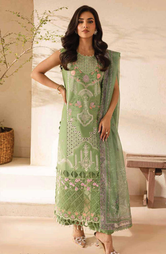 Parishay Embroidered Lawn Unstitched 3 Piece - SG-09 - P25SG - Bottle Green - Summer Collection