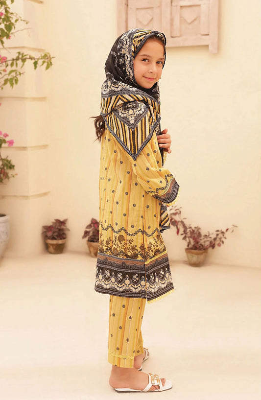 Shifa Kids Printed Lawn Stitched Collection Vol 05 - SH 2424 K  yellow