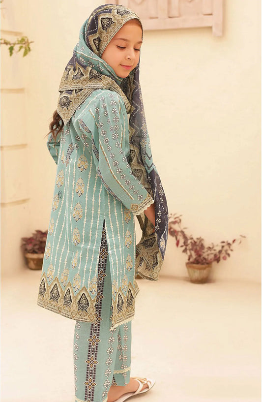 Shifa Kids Printed Lawn Stitched Collection Vol 05 - SH 2425 K  seafoam