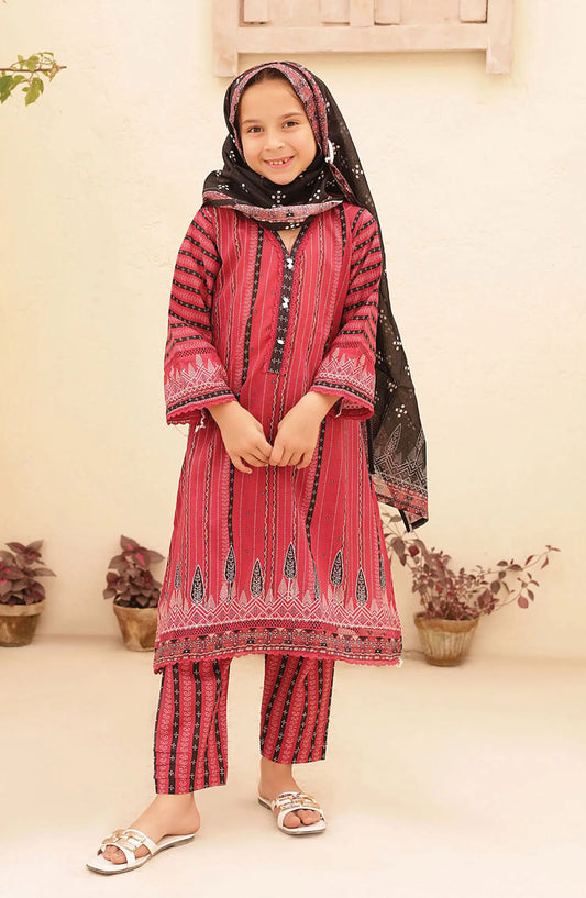 Shifa Kids Printed Lawn Stitched Collection Vol 05 - SH 2428 K  Burgundy