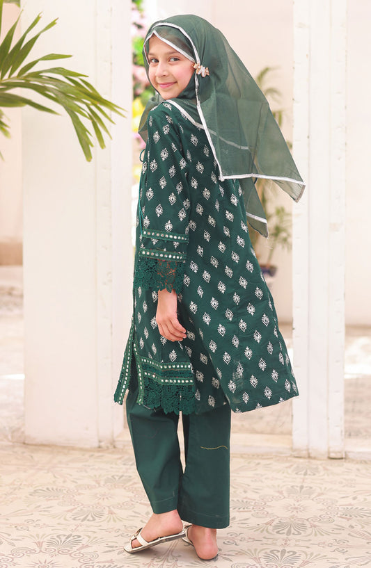 Shifa by Suntex Embroidered Stitched 3 Piece Suit - SH-2524 - SS25SH - Green - Casual Collection