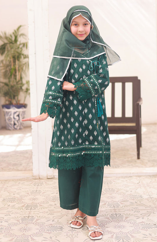 Shifa by Suntex Embroidered Stitched 3 Piece Suit - SH-2524 - SS25SH - Green - Casual Collection