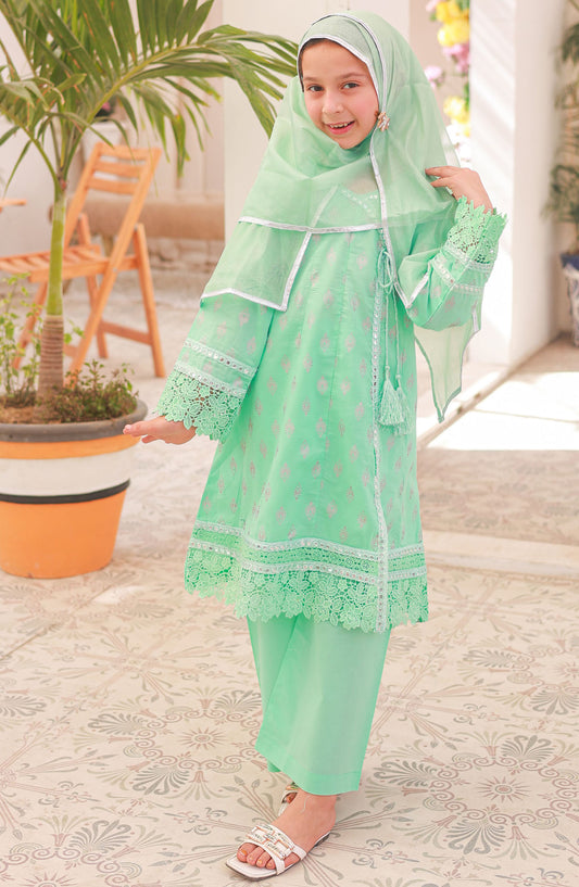Shifa by Suntex Embroidered Stitched 3 Piece Suit - SH-2527 - SS25SH - Green - Casual Collection