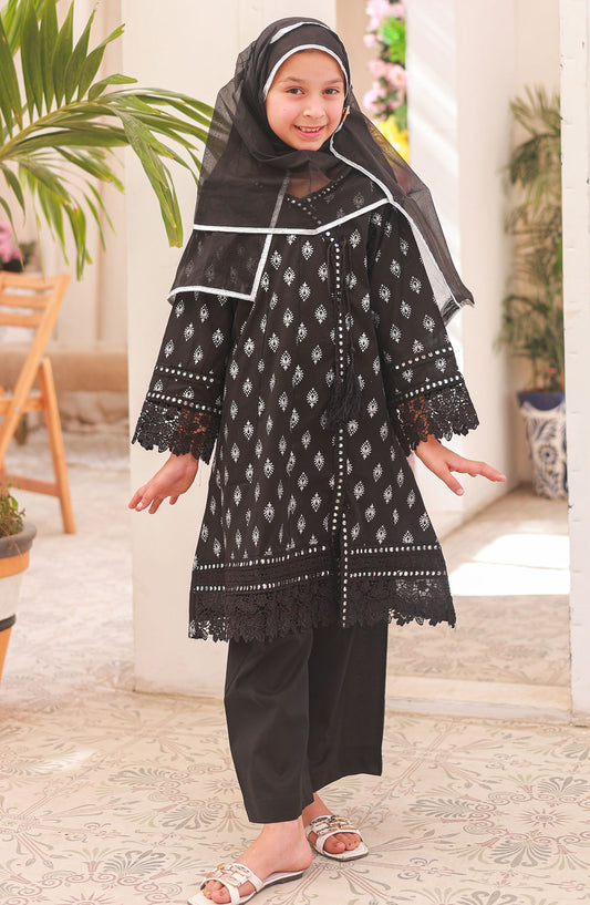 Shifa by Suntex Embroidered Stitched 3 Piece Suit - SH-2529 - SS25SH - Black - Casual Collection