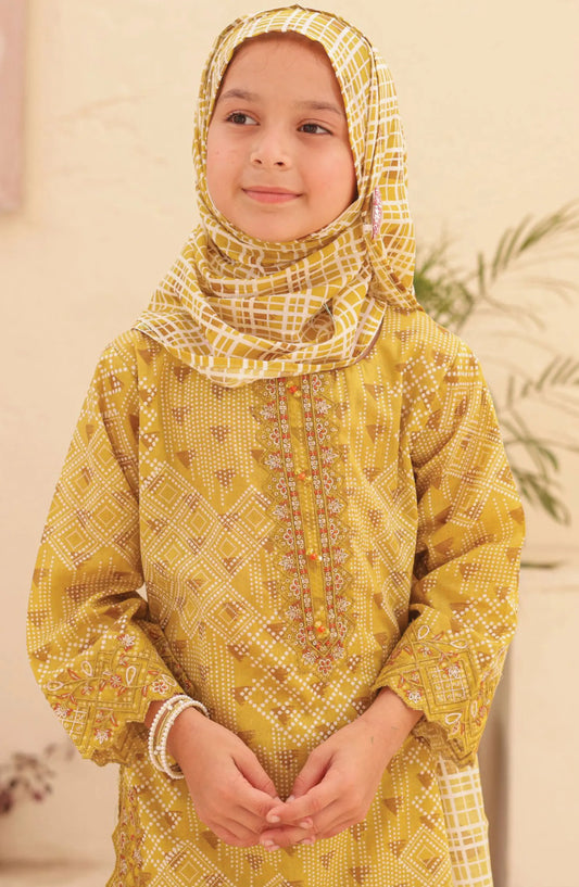 Shifa Kids Embroidered Lawn Stitched Collection Vol 04 - SH 2422 K GOLDEN