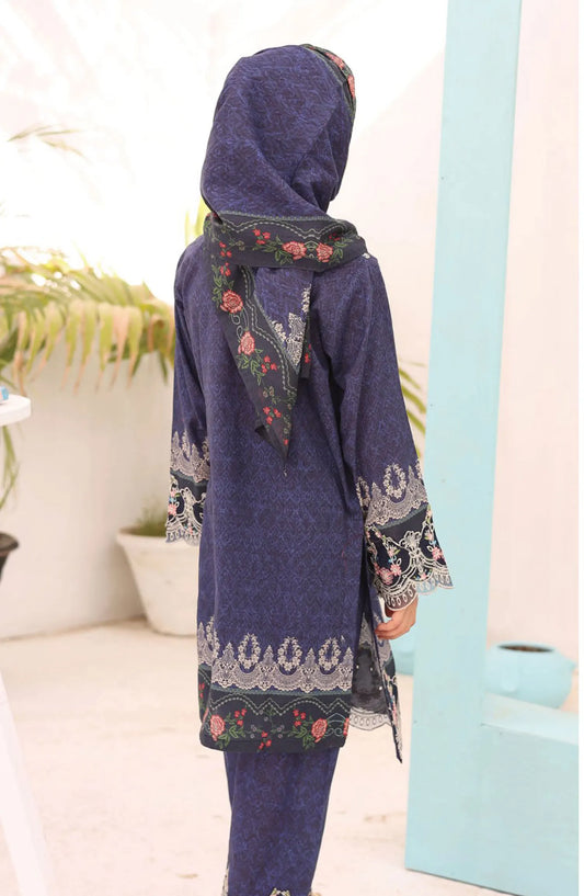 Shifa Girls Summer Lawn Embroidered Collection Vol 06 - SH 2430 K  Navy