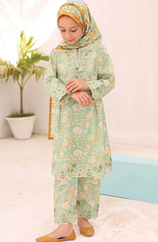 Shifa Girls Summer Lawn Embroidered Collection Vol 06 - SH 2433 K  Olive