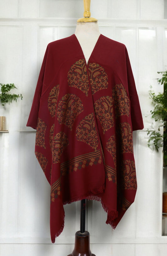 Amna Khadija Premium Wool Shawl - D-07 - 9601490 - AM25SHWL - Maroon - Winter Collection