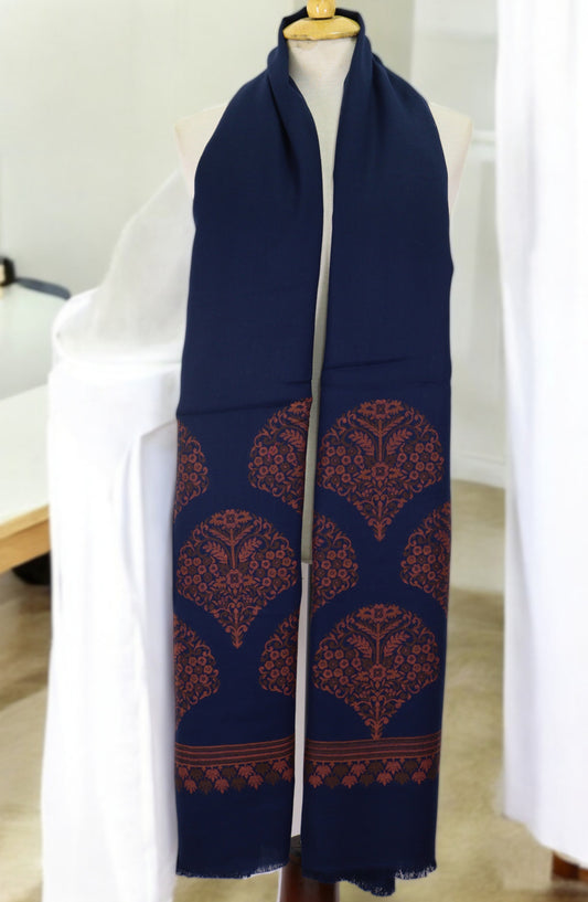 Amna Khadija Premium Wool Shawl - D-04 - 9601490 - AM25SHWL - Blue - Winter Collection