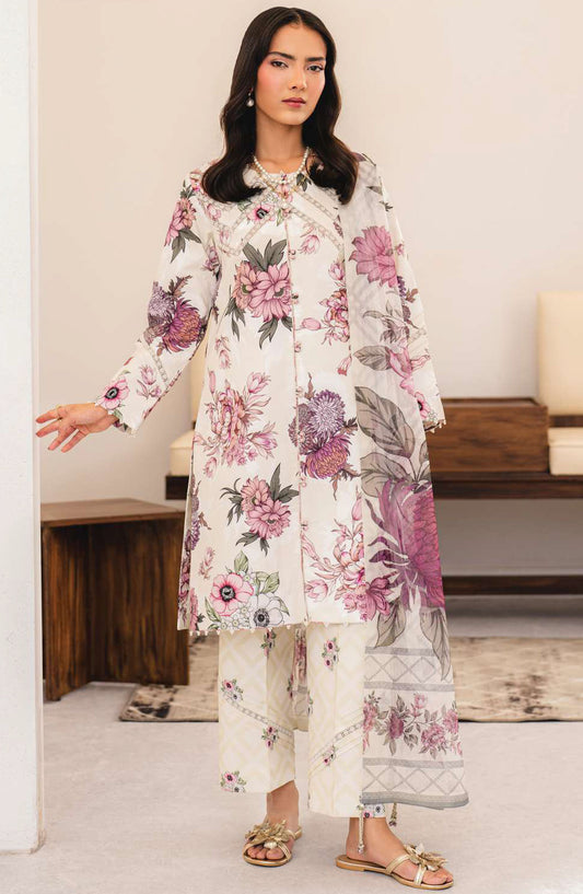 Sheen by Alizeh Printed Lawn Unstitched 3 Piece Suit - D-02 Lamia - ALZ25SHEEN - Off White - Summer Collection