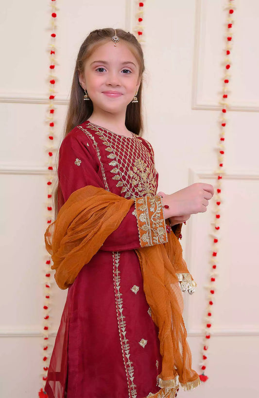 Shanzey Shehnai Girls Pret Formal Collection - SHK 3205 Maroon