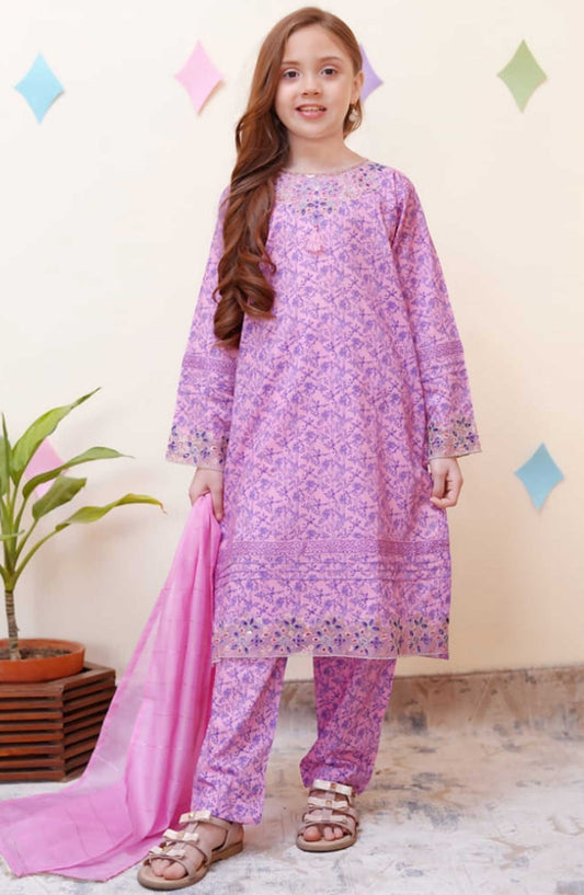 Shanzey Embroidered Co-Ords Cotton Stitched 3 Piece - SHK-3406-PURPLE - Purple - Summer Collection