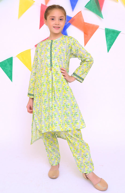 Shanzey Printed Lawn Stitched 2 Piece Co-Ords Suit - SHK-4315 - SHZ25LC - Green - Girls Summer Collection