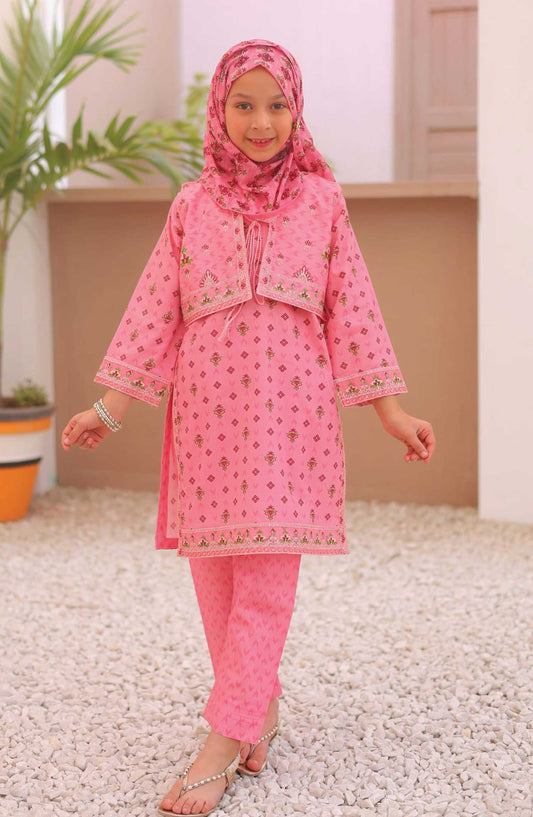 Shifa by Suntex Embroidered Airjet Cotton Stitched 4 Piece Suit - SHK 2503 K Pink - SS25AC - Girls Collection